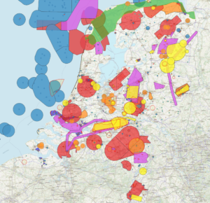 Dronekaart van Nederland met nofly zones