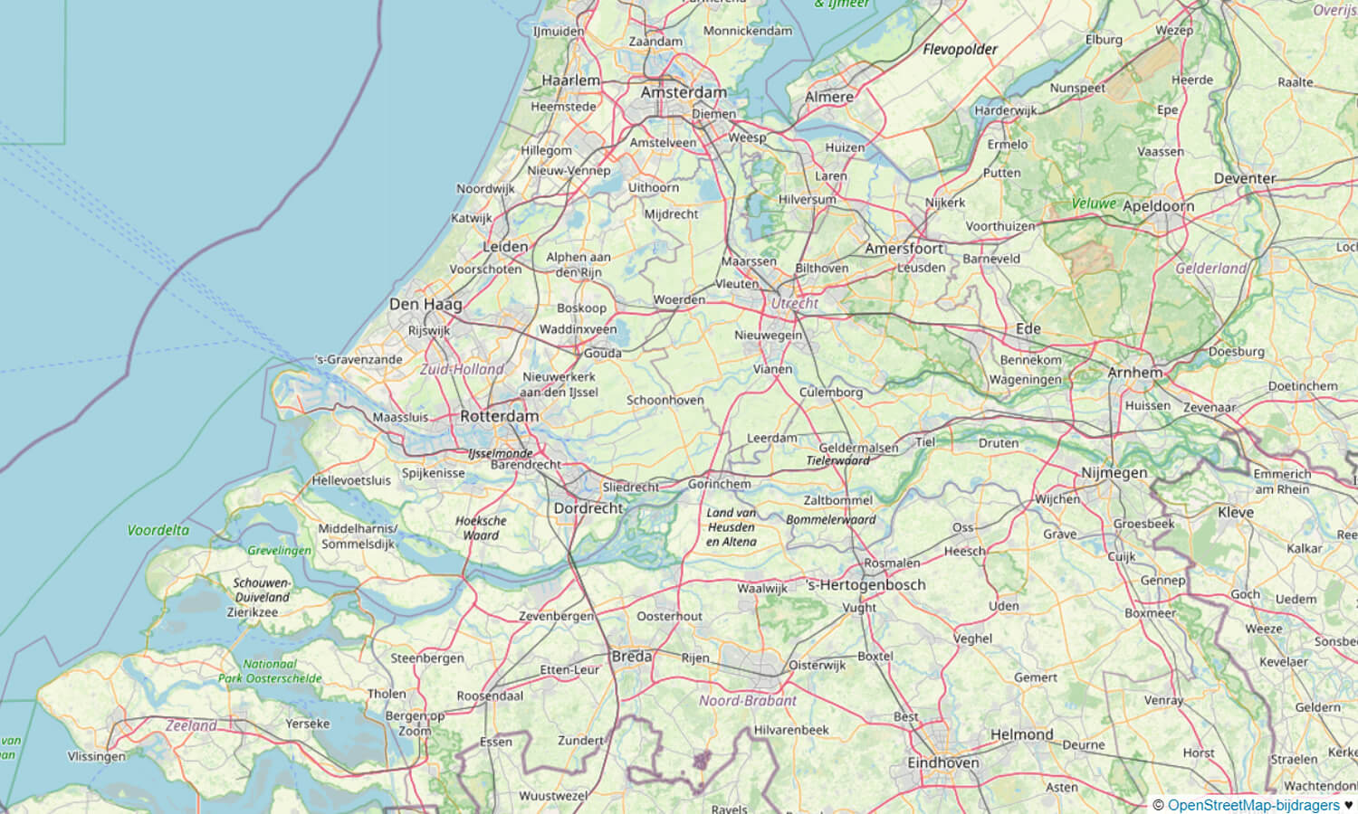 Dronekaart van provincie Zuid-Holland